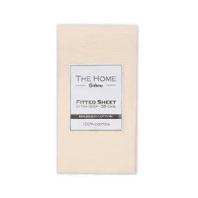 100% Cotton Brushed Cotton Fitted Sheet - Cream