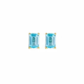 14K & 18K Gold Blue Topaz Stud Earrings, 5 x 3 mm