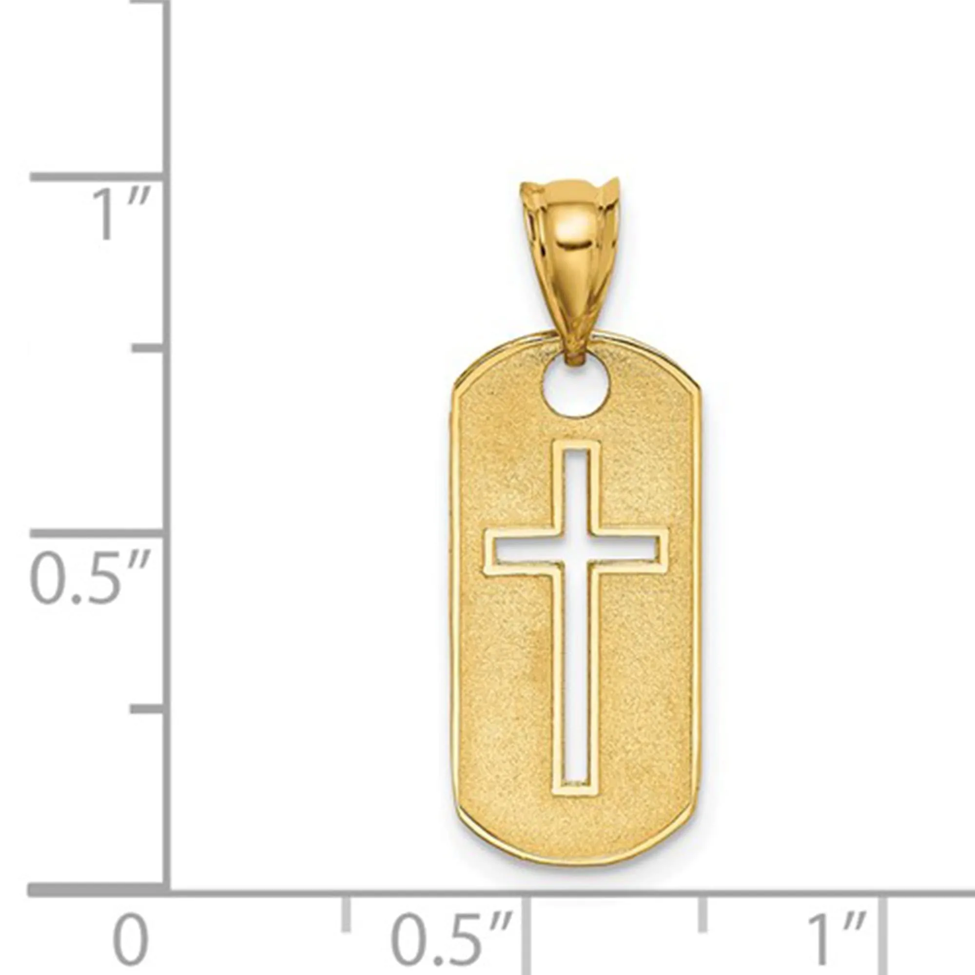 14k Yellow Gold High Polished Cross Cut-out Pendant Dog Tag