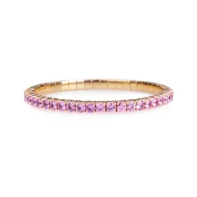 18K Gold Stretch & Stack Pink Sapphire Tennis Bracelet, 8.55-18 Carats