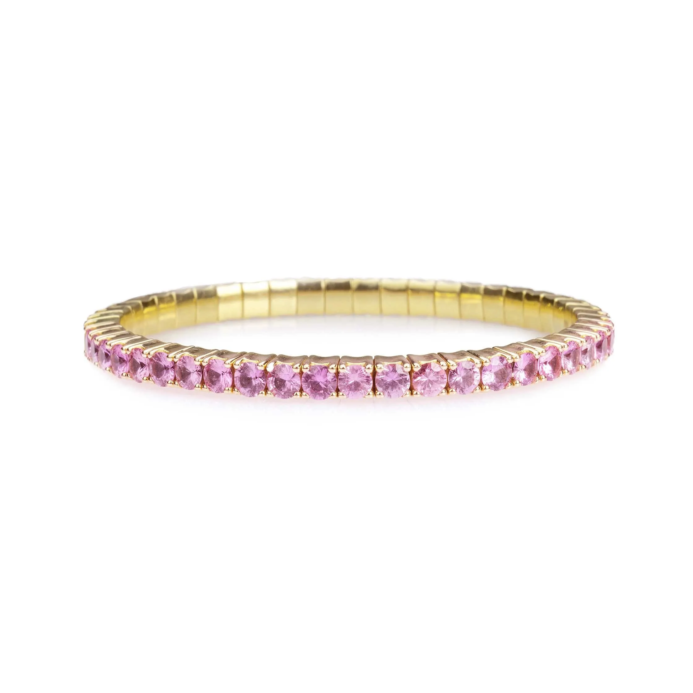 18K Gold Stretch & Stack Pink Sapphire Tennis Bracelet, 8.55-18 Carats