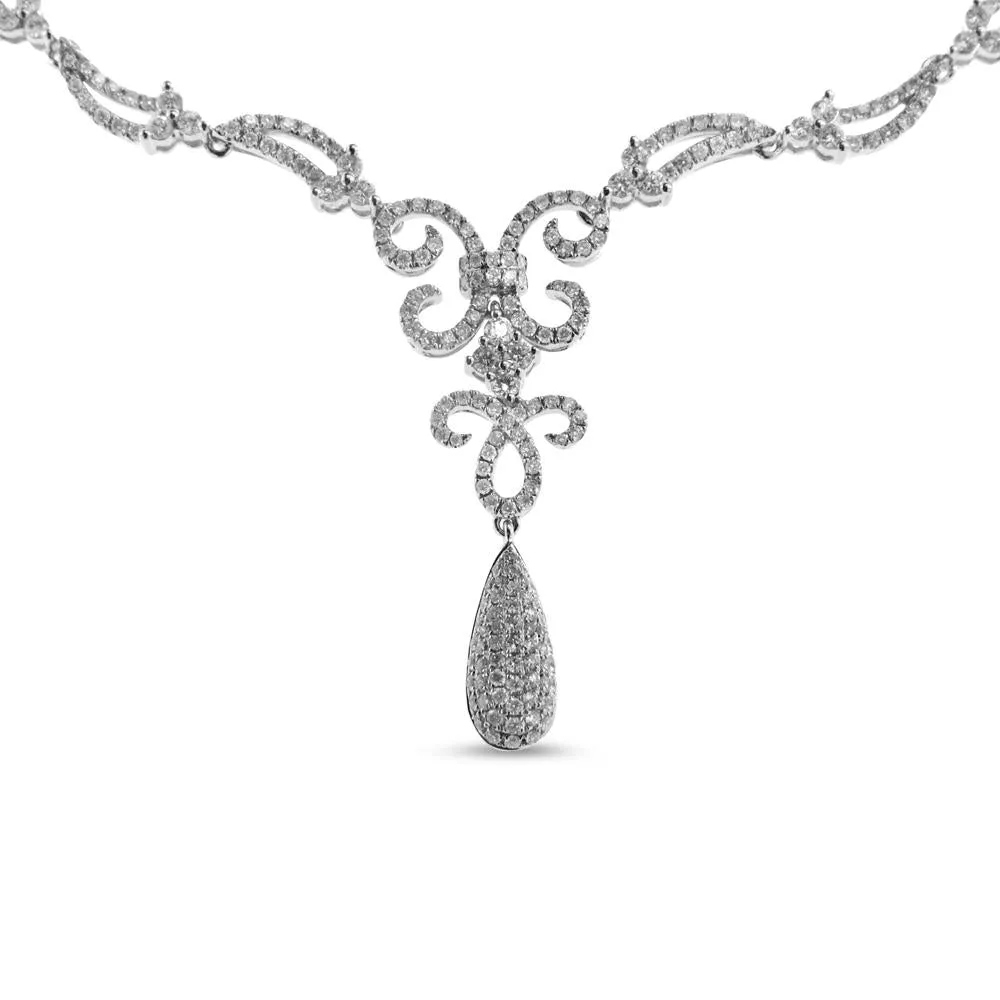 18K White Gold Necklace with Round Cut Diamonds 4.00CT