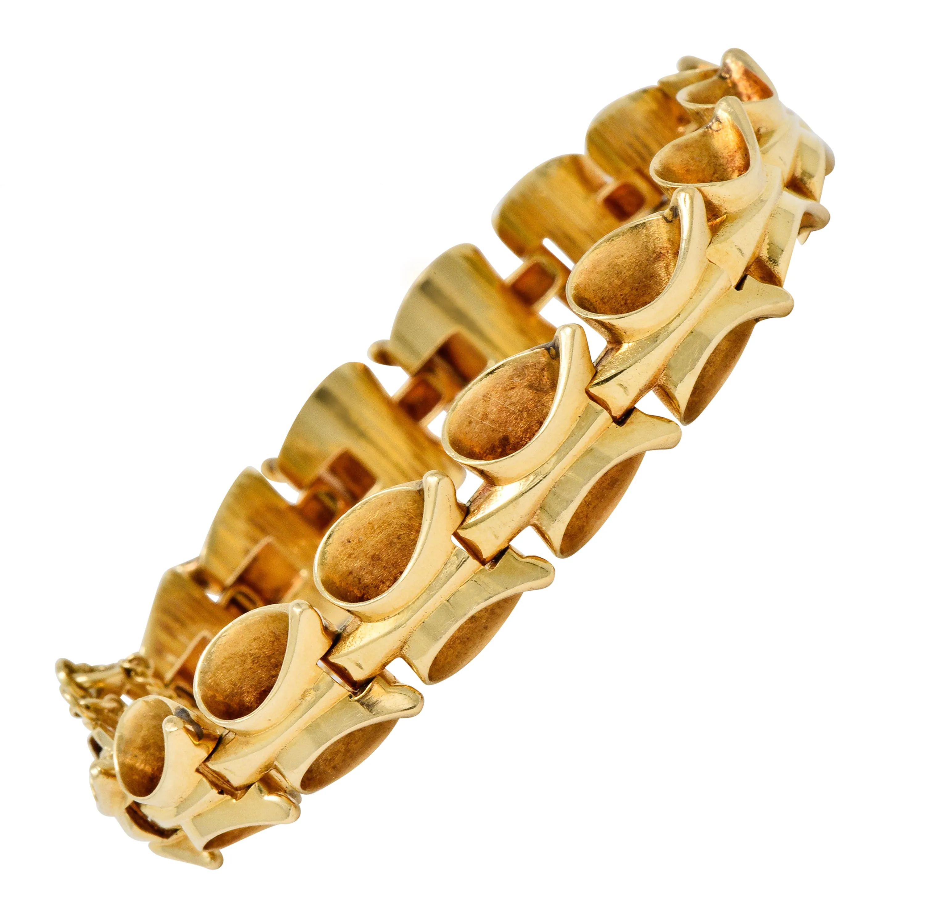 1940's Retro 14 Karat Gold Stylized Link Bracelet