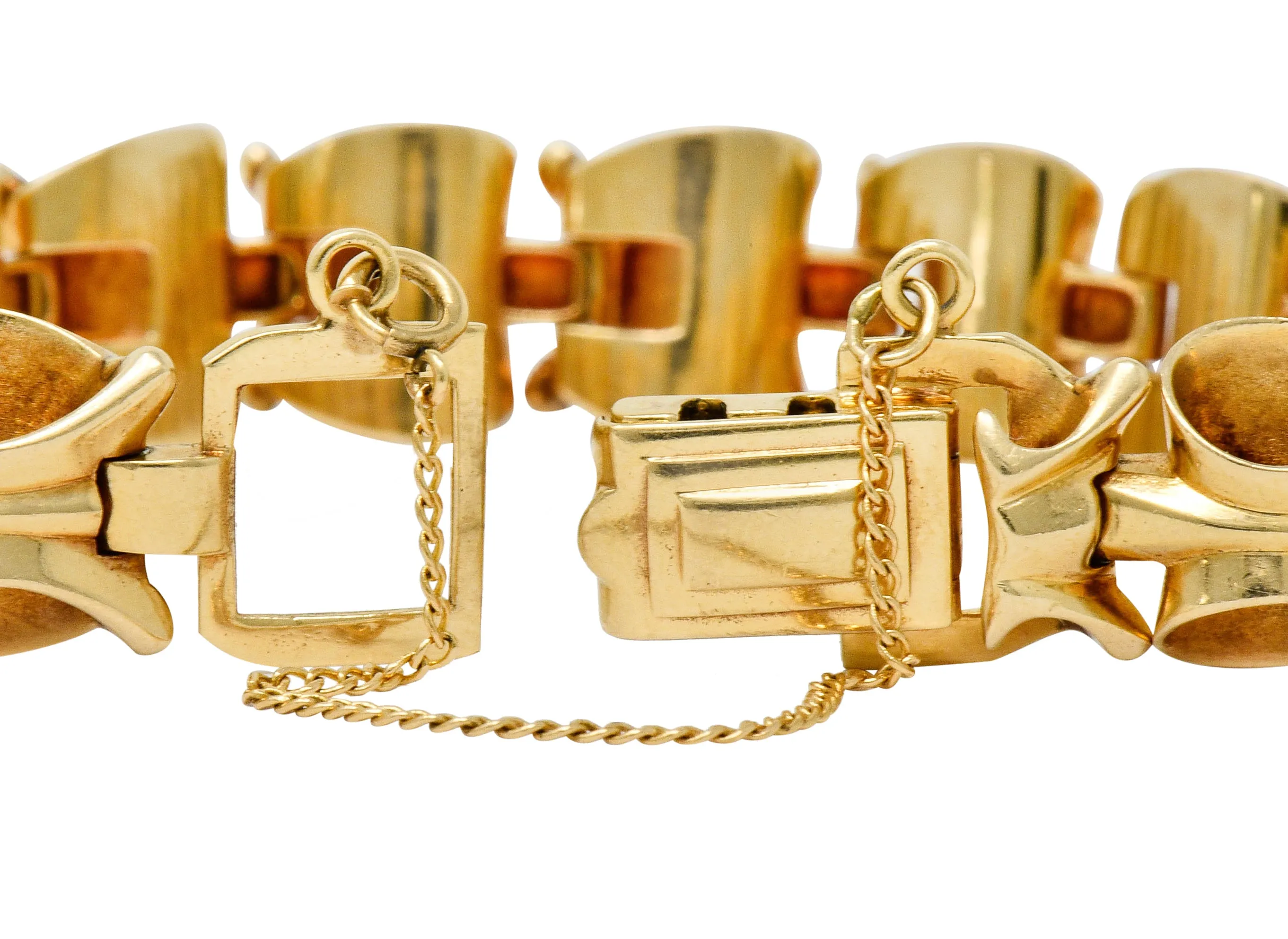 1940's Retro 14 Karat Gold Stylized Link Bracelet