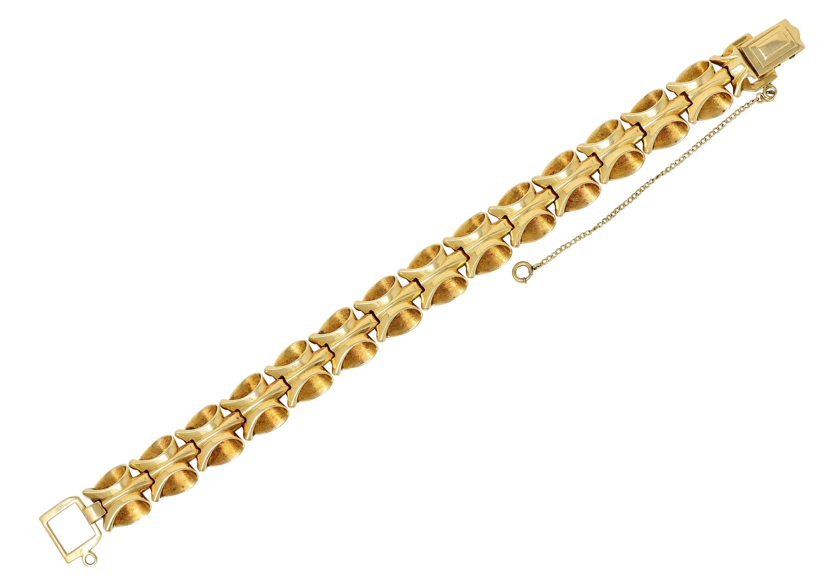 1940's Retro 14 Karat Gold Stylized Link Bracelet