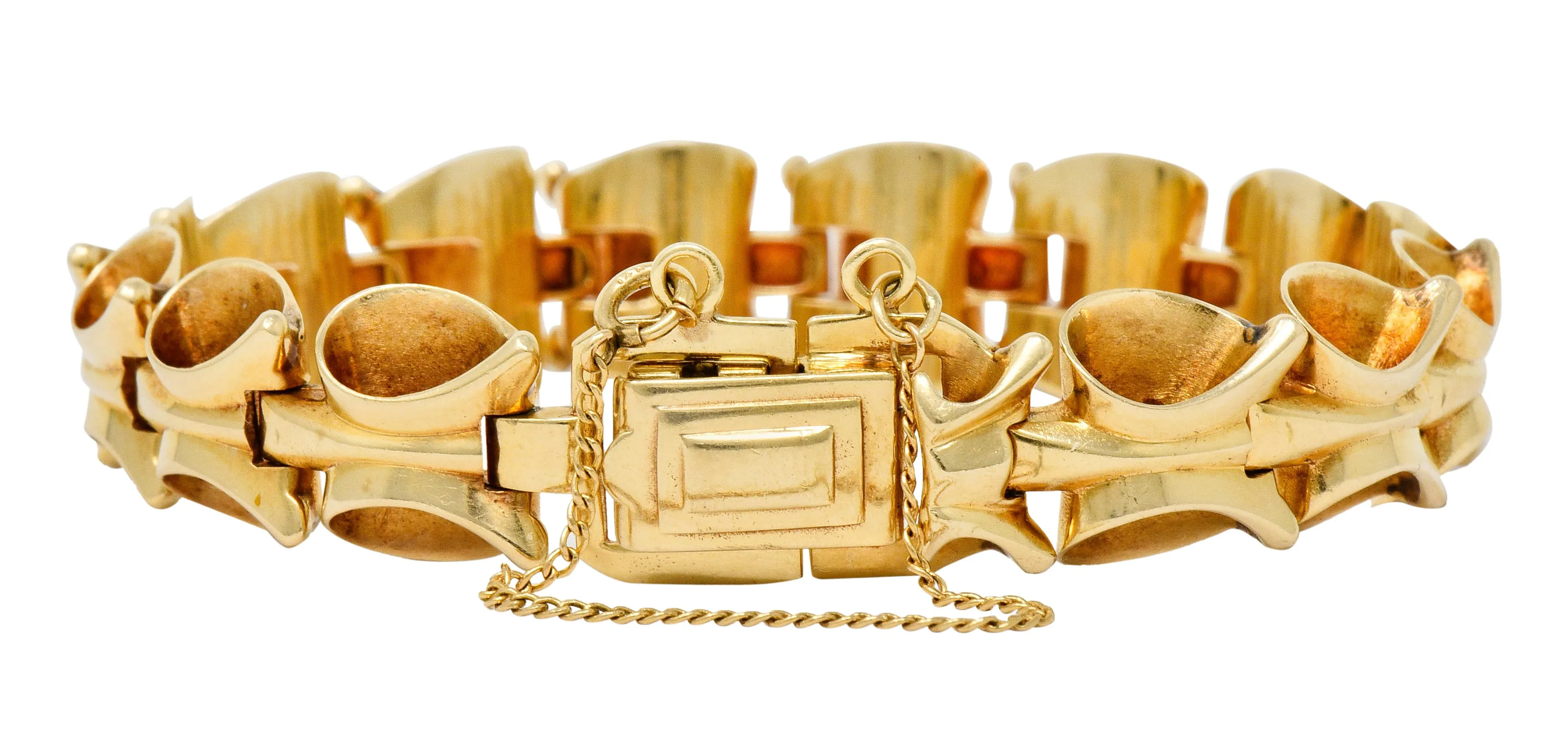 1940's Retro 14 Karat Gold Stylized Link Bracelet