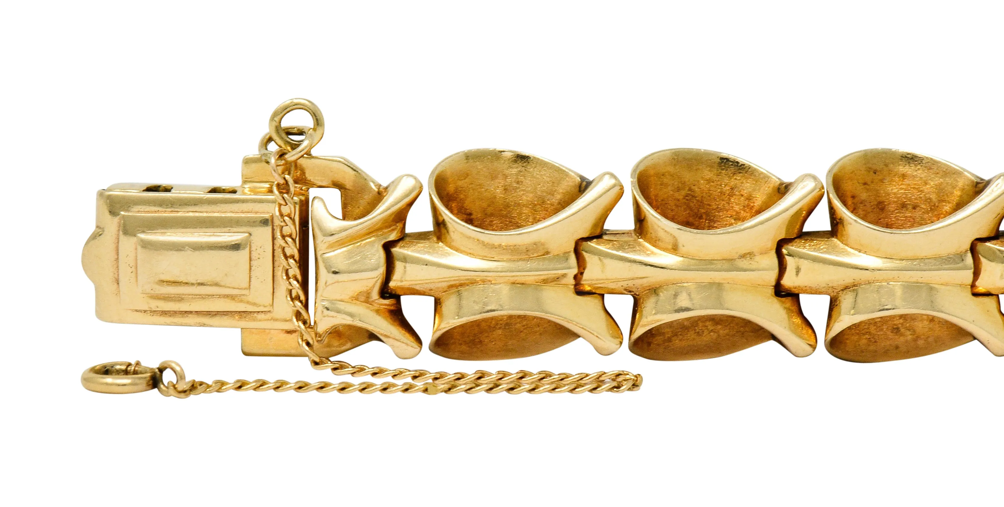 1940's Retro 14 Karat Gold Stylized Link Bracelet