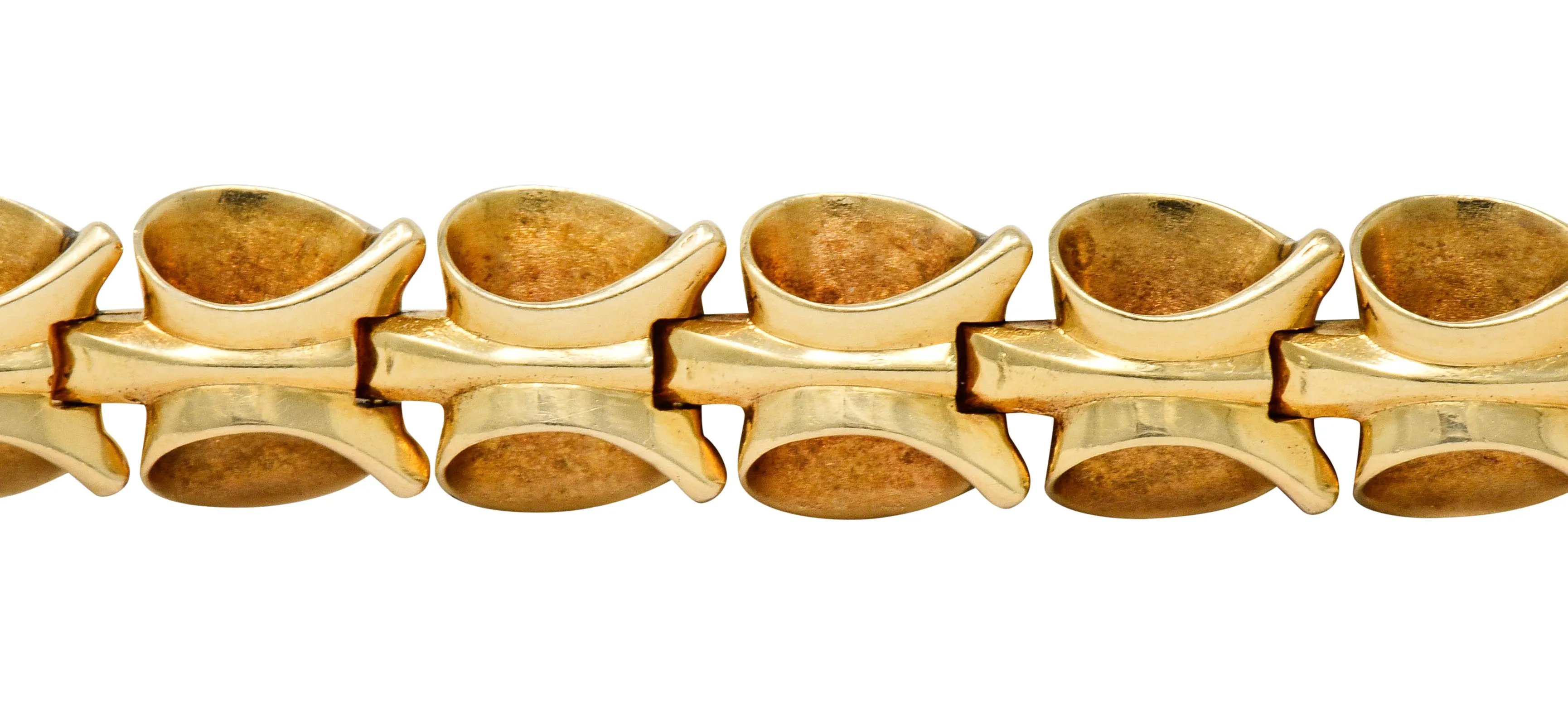 1940's Retro 14 Karat Gold Stylized Link Bracelet