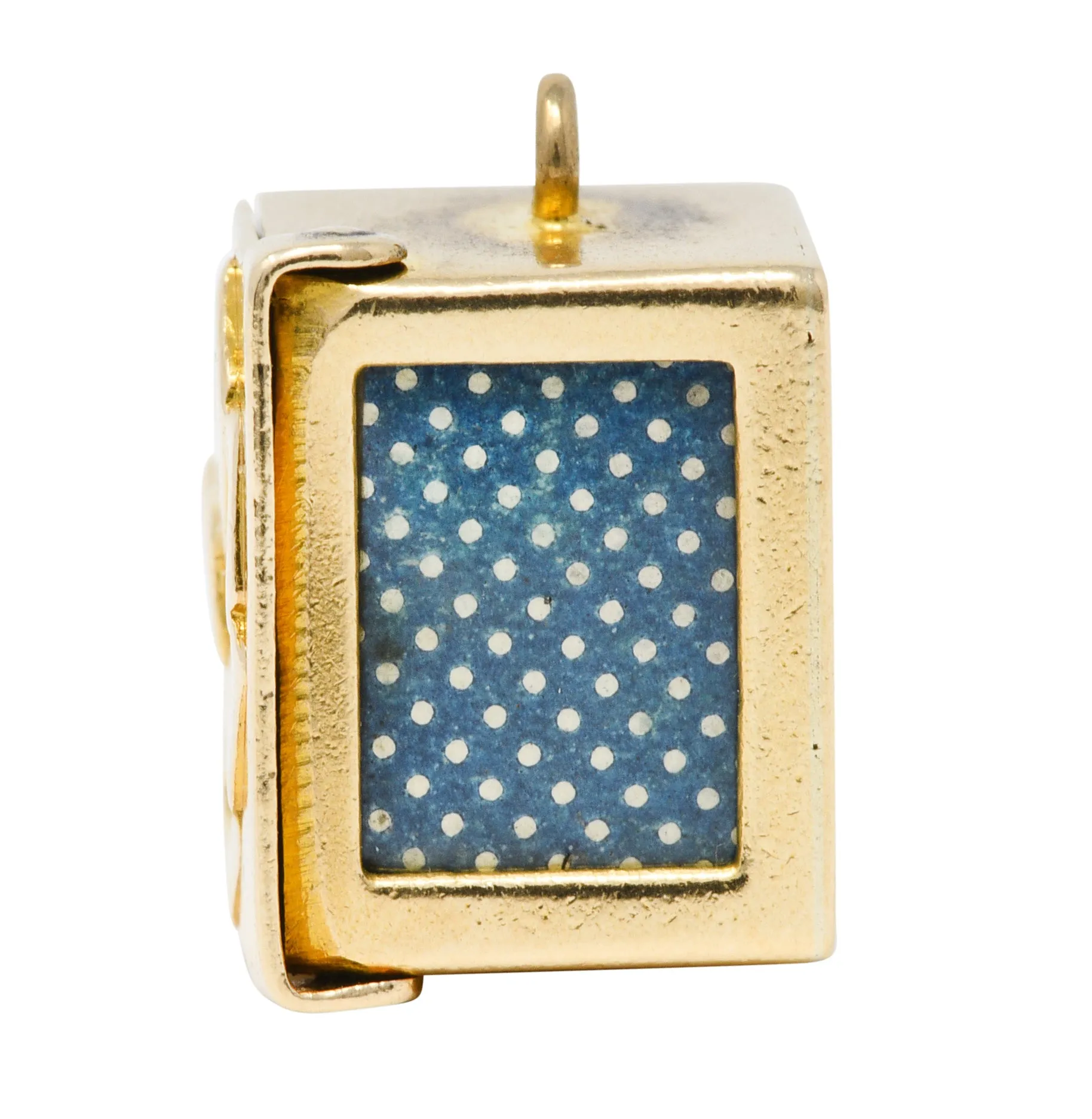 1940's Retro Enamel 14 Karat Gold Card Box & Cards Charm