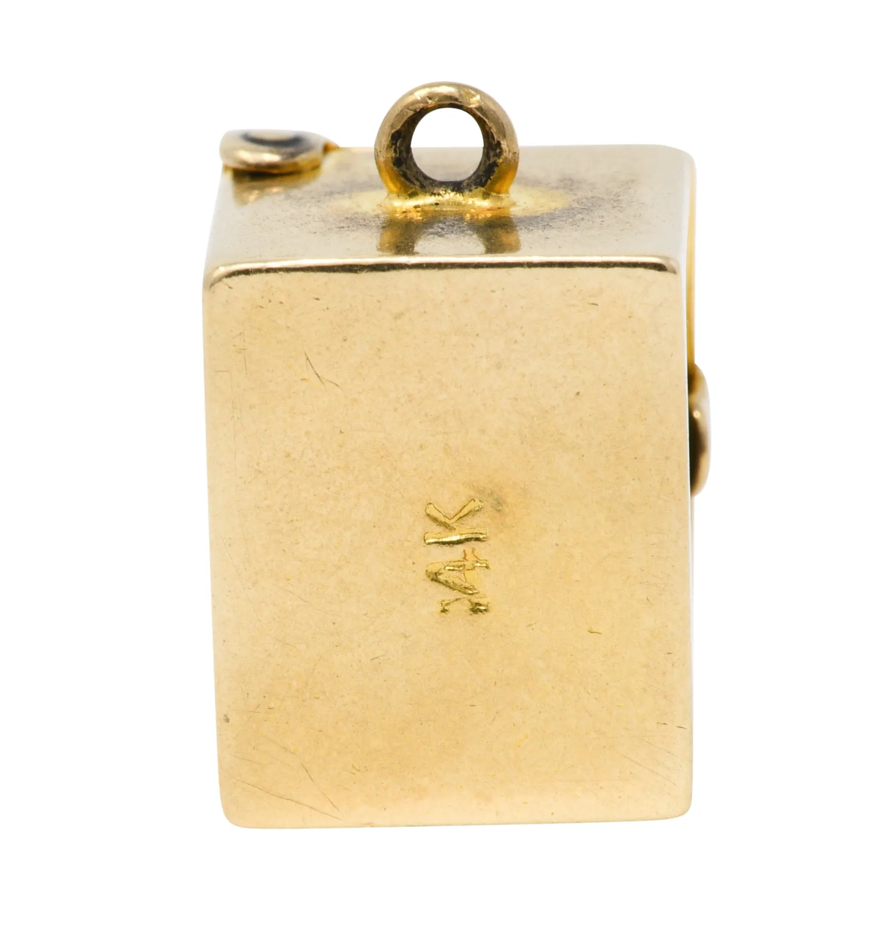 1940's Retro Enamel 14 Karat Gold Card Box & Cards Charm