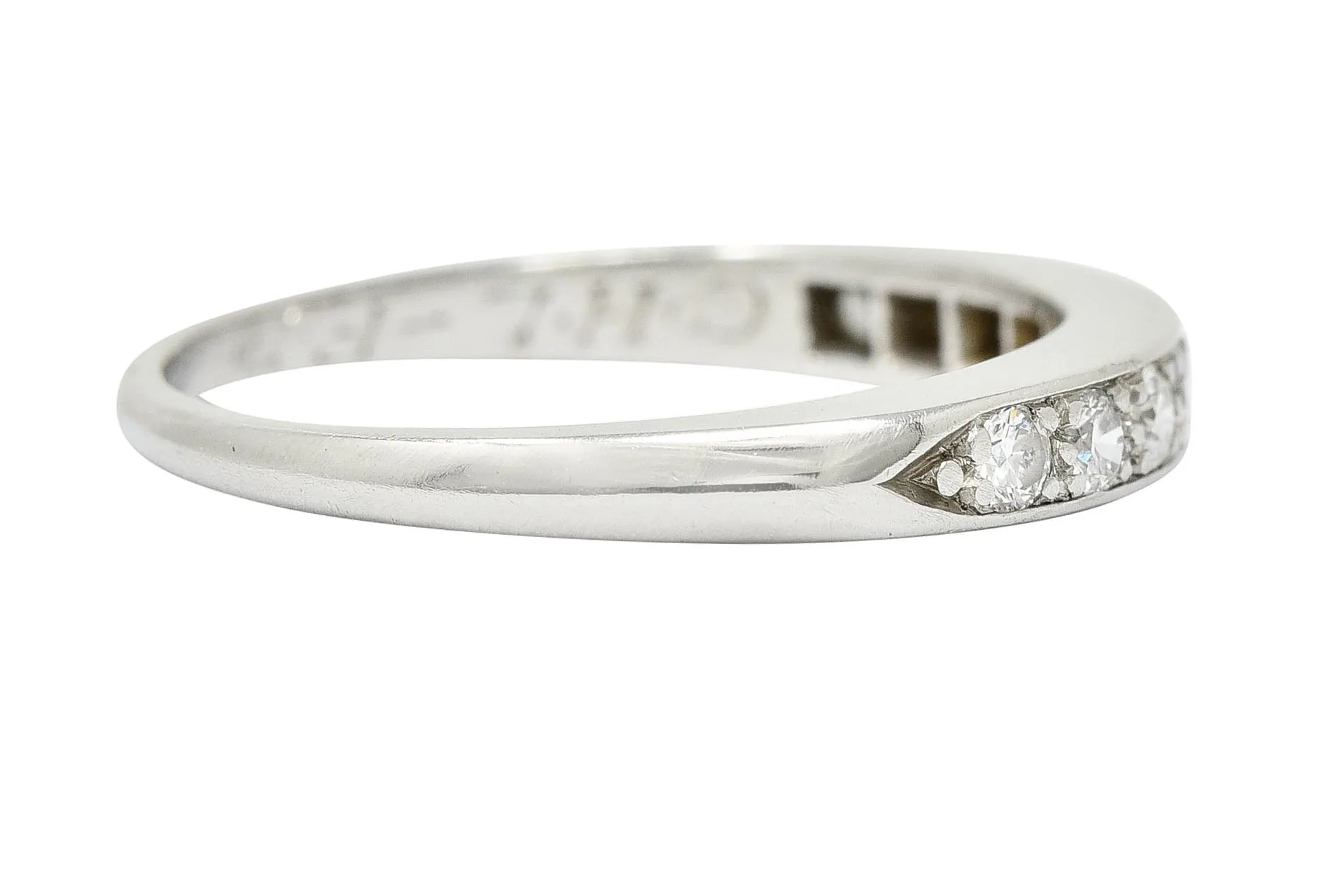 1948 Retro 0.50 CTW Diamond Platinum Wedding Band Ring