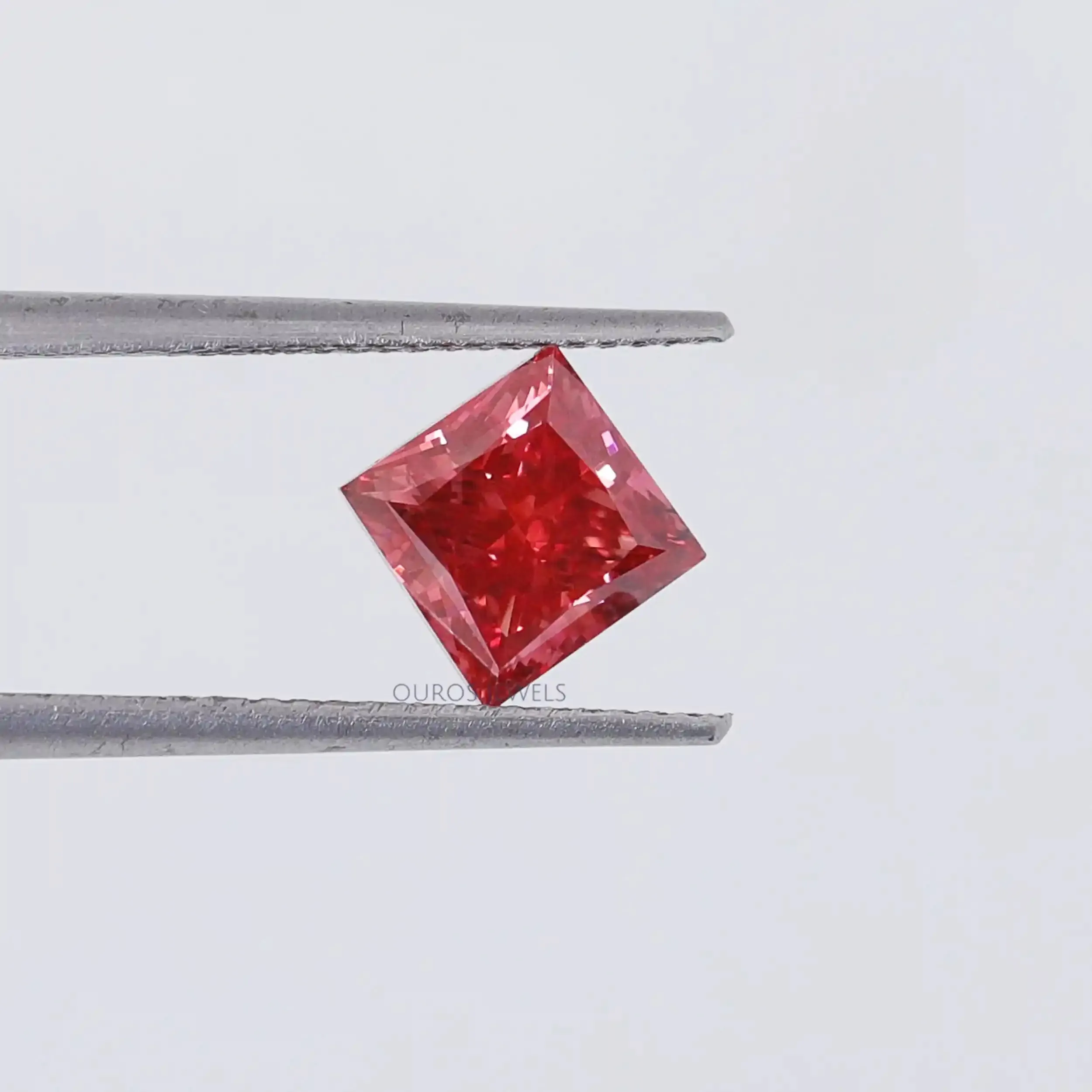 2.00 Carat  Red Princess Cut Lab Grown Diamond