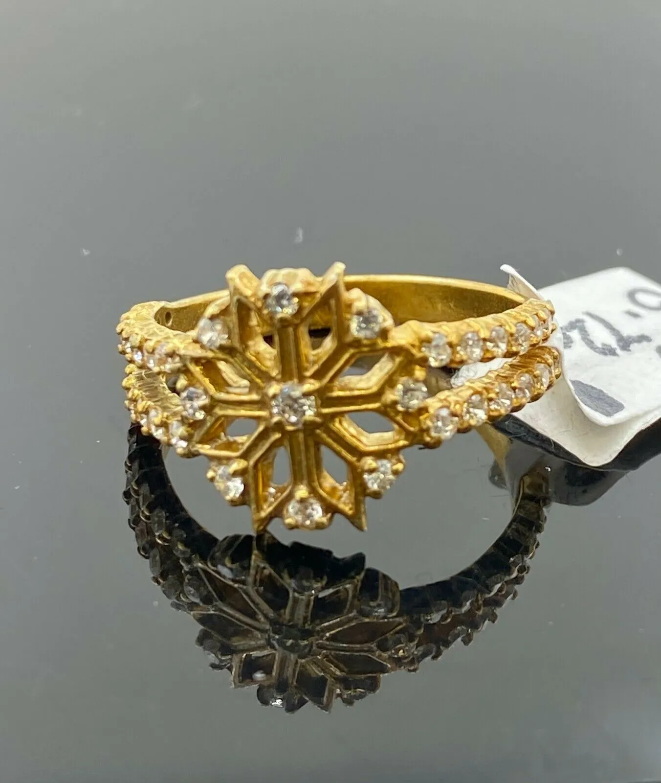 22k Ring Solid Gold ELEGANT Charm Ladies Floral Band SIZE 7 RESIZABLE r2120