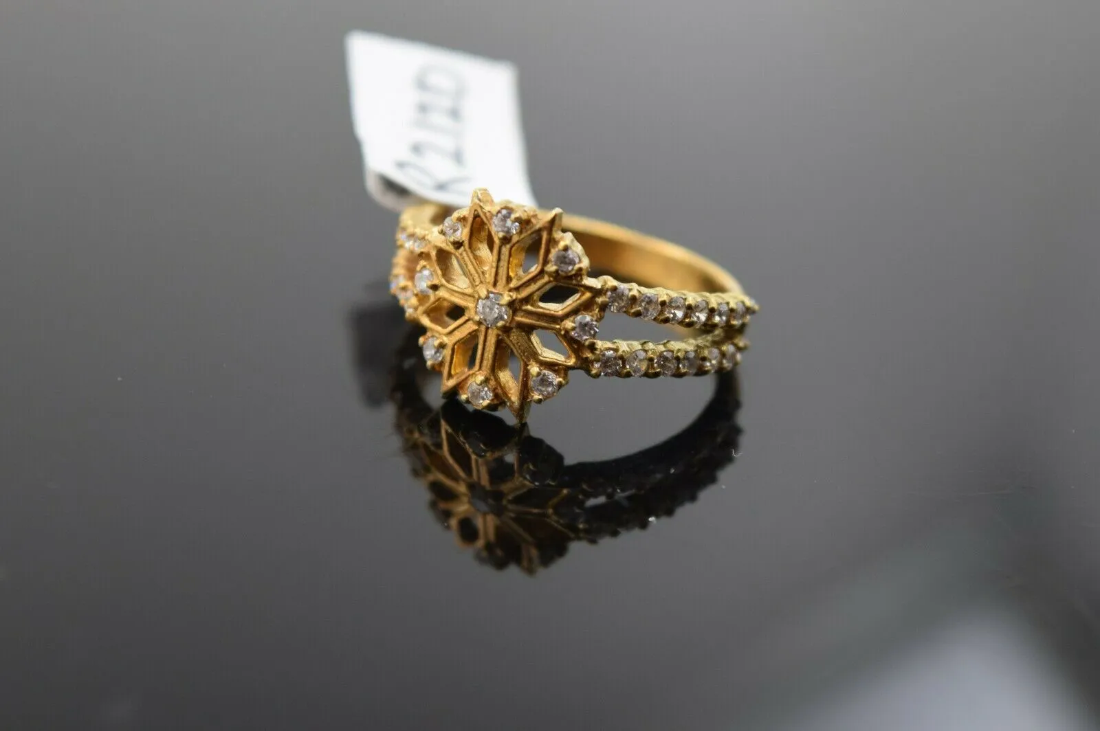 22k Ring Solid Gold ELEGANT Charm Ladies Floral Band SIZE 7 RESIZABLE r2120