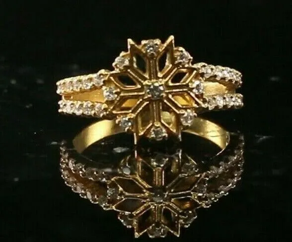 22k Ring Solid Gold ELEGANT Charm Ladies Floral Band SIZE 7 RESIZABLE r2120