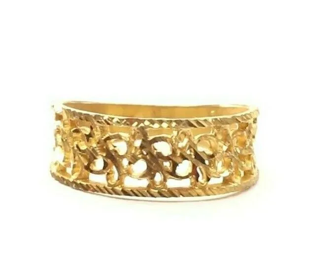 22k Ring Solid Gold ELEGANT Charm Ladies Floral Band SIZE 7 RESIZABLE r2339z