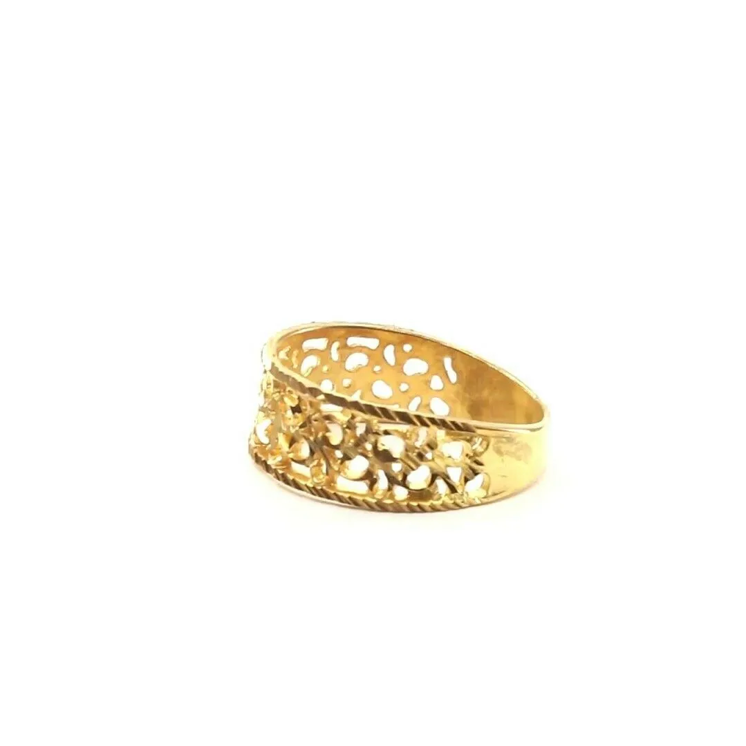 22k Ring Solid Gold ELEGANT Charm Ladies Floral Band SIZE 7 RESIZABLE r2339z