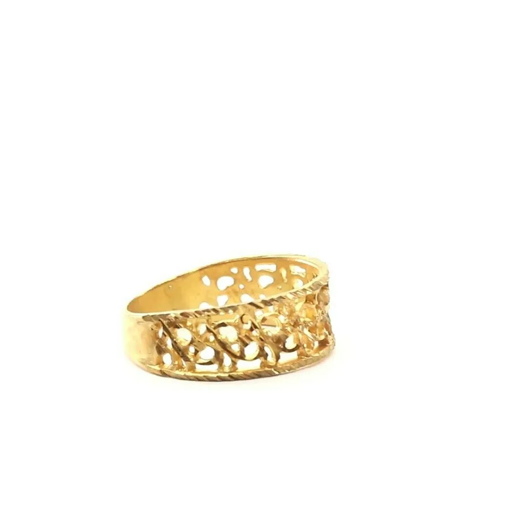 22k Ring Solid Gold ELEGANT Charm Ladies Floral Band SIZE 7 RESIZABLE r2339z