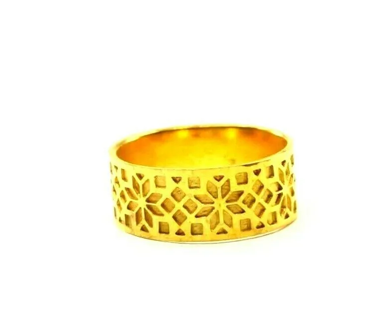 22k Ring Solid Gold ELEGANT Charm Ladies Floral Band SIZE 7.5 RESIZABLE r2293