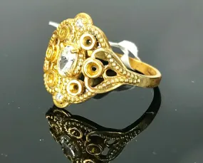 22k Ring Solid Gold ELEGANT Charm Ladies Floral Band SIZE 7.5 RESIZABLE r2331