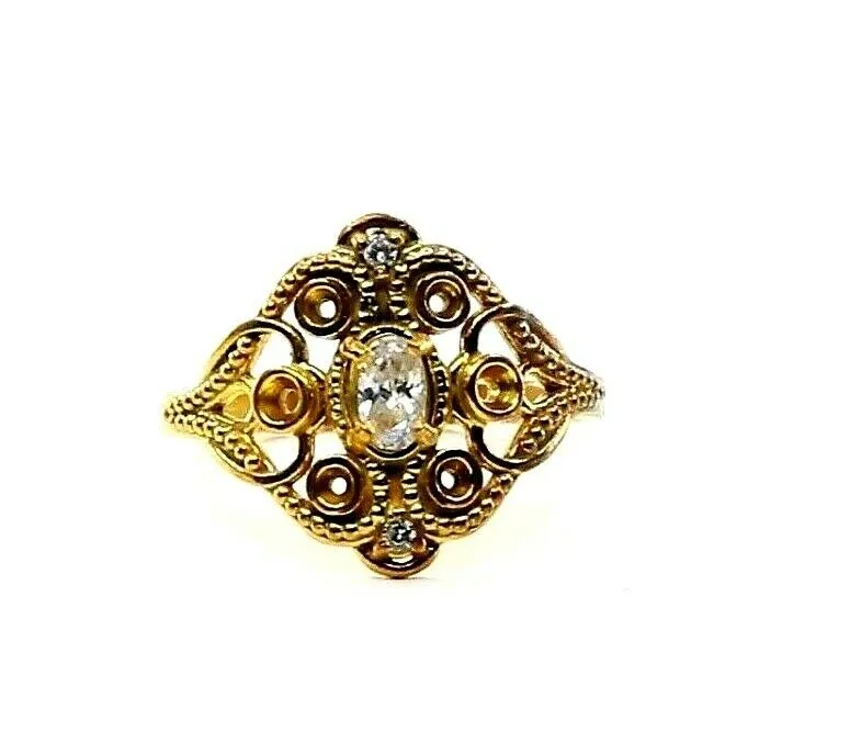 22k Ring Solid Gold ELEGANT Charm Ladies Floral Band SIZE 7.5 RESIZABLE r2331