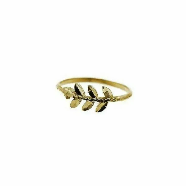 22k Ring Solid Gold ELEGANT Charm Mens Leaf Ring SIZE 8 RESIZABLE r1730