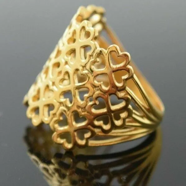 22k RIng Solid Gold ELEGANT Ladies Ring Floral Design SIZE 8 RESIZABLE r1706