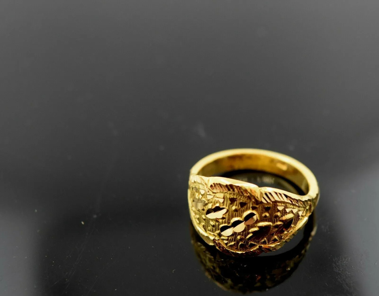 22k RIng Solid Gold ELEGANT Ring Modern Floral Design RESIZABLE size 9 mf