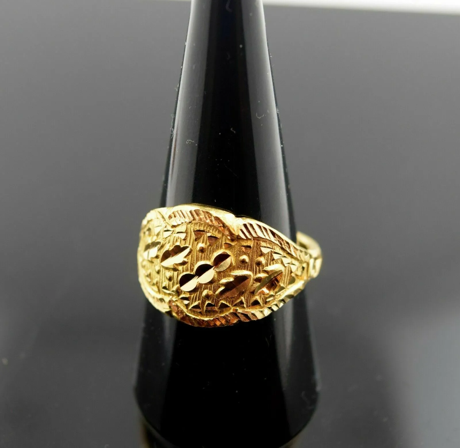 22k RIng Solid Gold ELEGANT Ring Modern Floral Design RESIZABLE size 9 mf