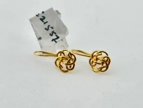 22K Solid Gold Floral French Hook Studs E21557