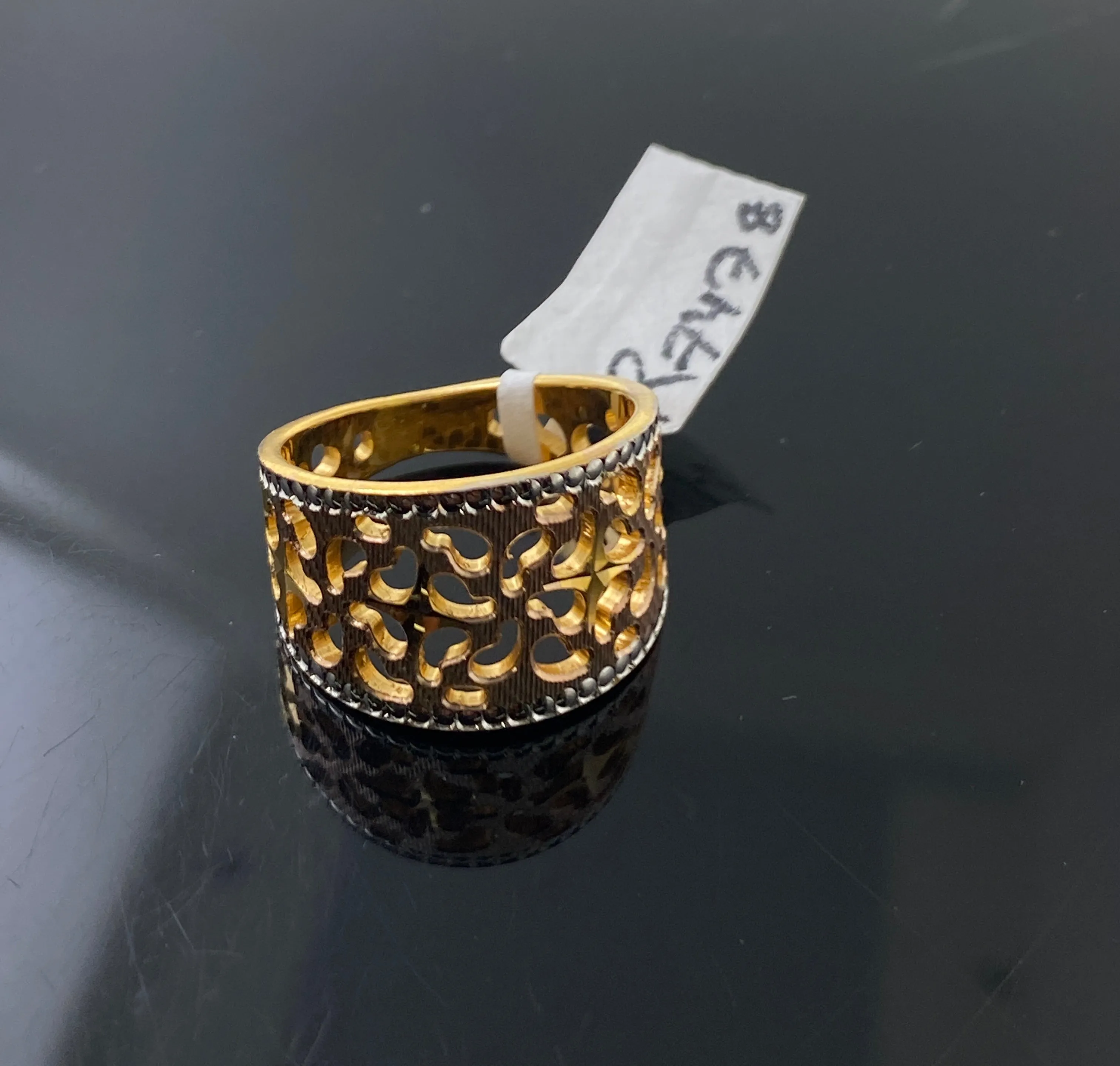 22k Solid Gold Posh Two Tone Floral Ring r7478f