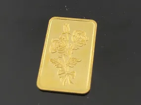 24K Solid Floral Gold Bar cn2