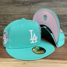 50th Anniversary Los Angeles Dodgers Palm Tree Pink Bottom Side Patch 5950 Fitted | Mint Flamingo