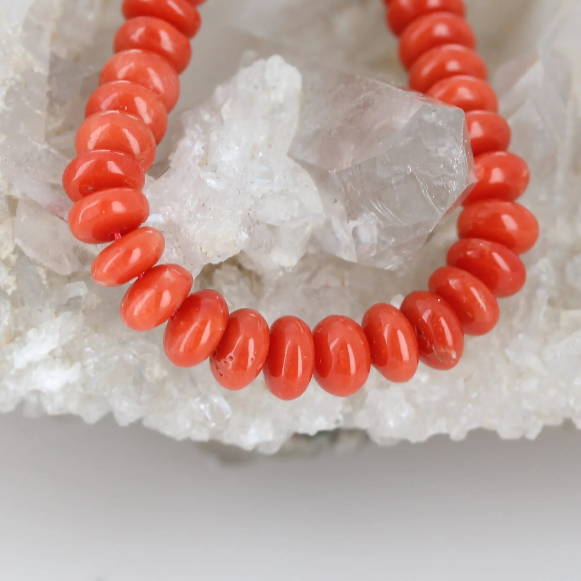 AAA Bright Tomato Red Italian Coral Beads Rondelles 6mm Pk of 10 Beads