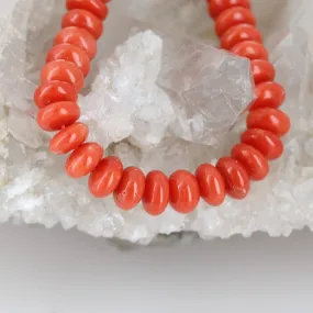 AAA Bright Tomato Red Italian Coral Beads Rondelles 6mm Pk of 10 Beads