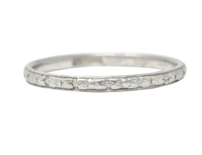 Allsop Bros. Art Deco Platinum Gold Floral Orange Blossom Wedding Band Ring