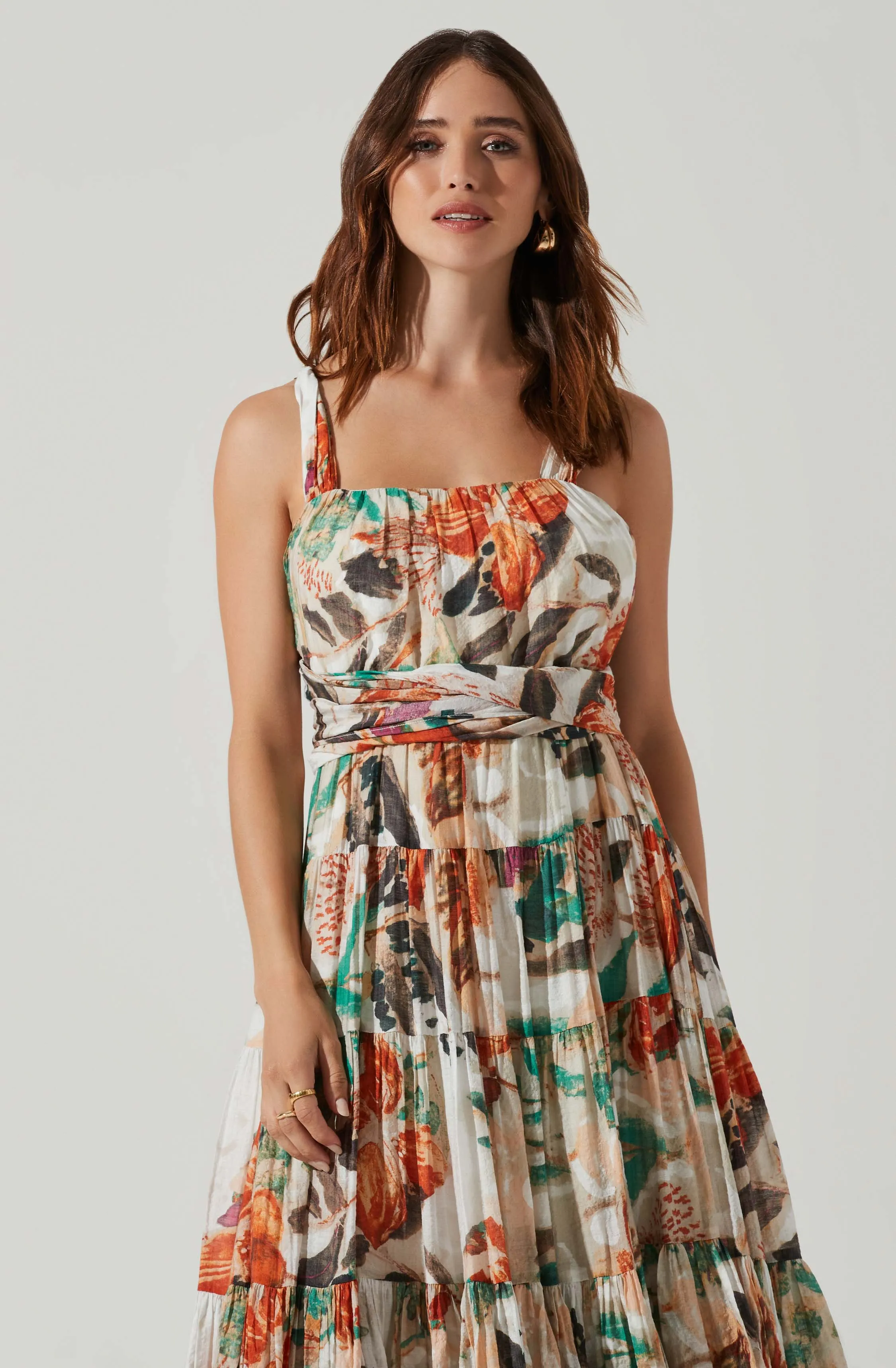 Almina Floral Pleated Midi Dress