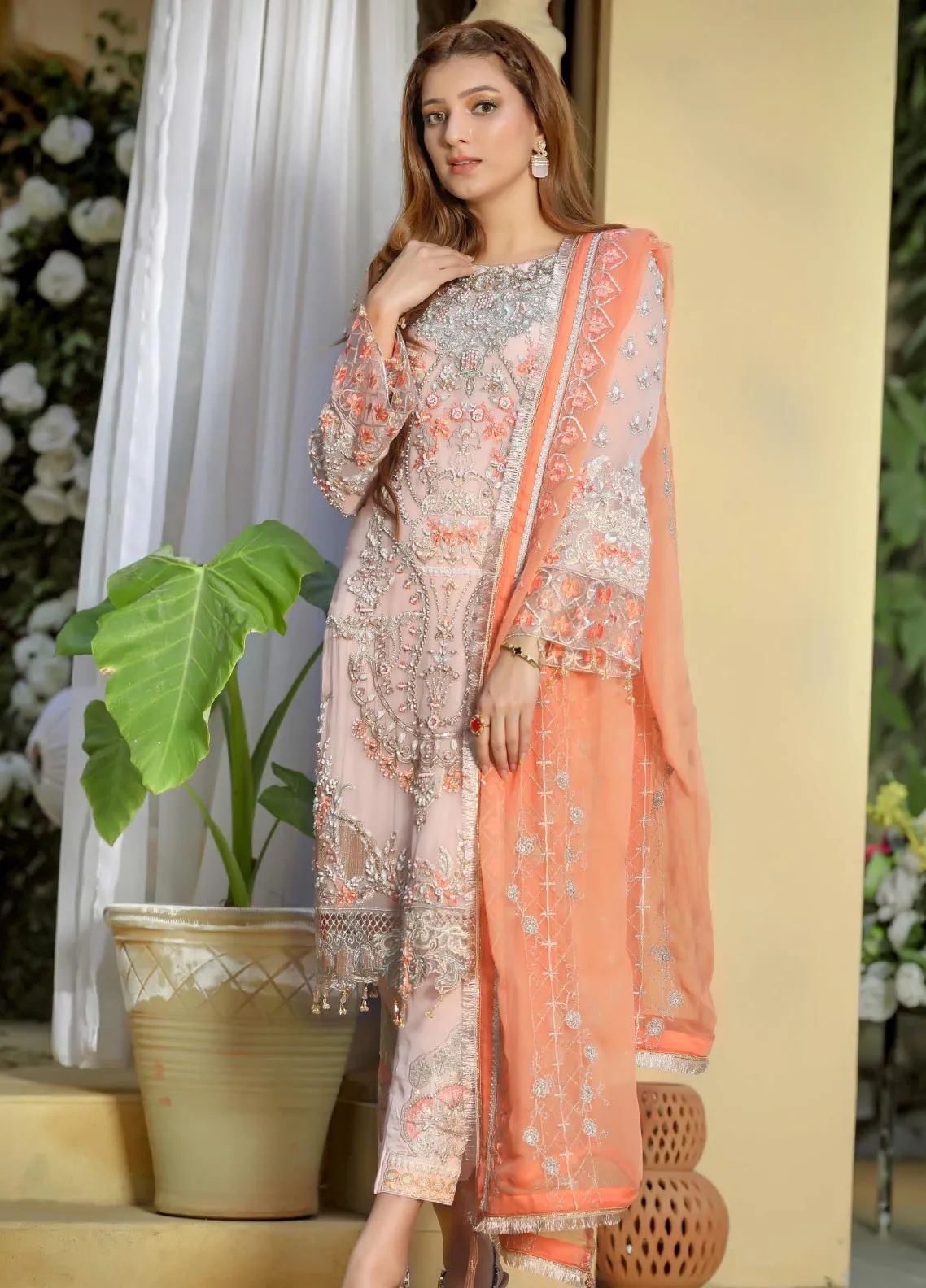 Areesha Embroidered Chiffon Unstitched 3 Piece Suit - 06