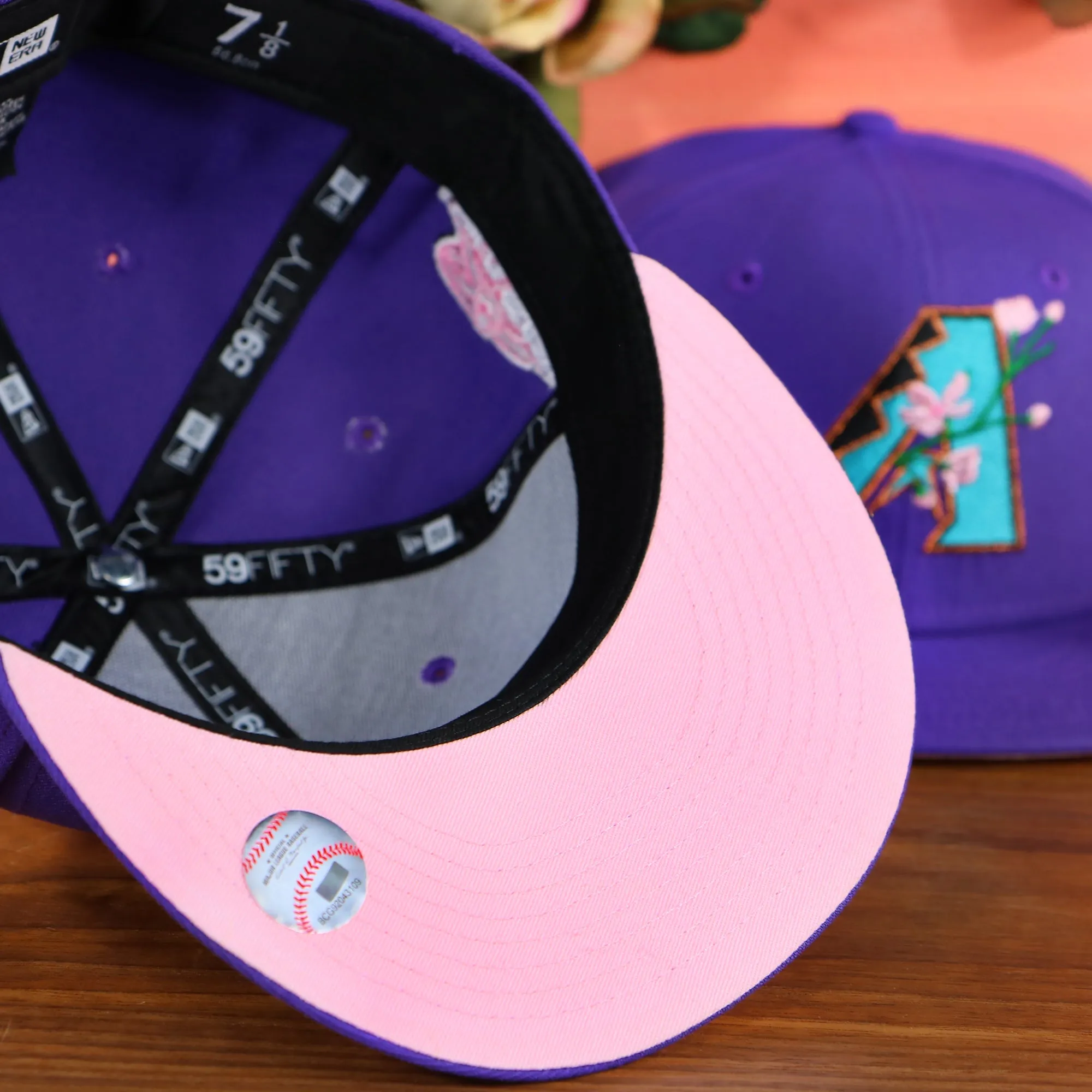 Arizona Diamondbacks Cooperstown Pink UV Sakura Bloom Side Patch 59Fifty Fitted Cap | Purple