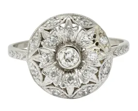 Art Deco 0.45 CTW Diamond Platinum Floral Dinner Ring