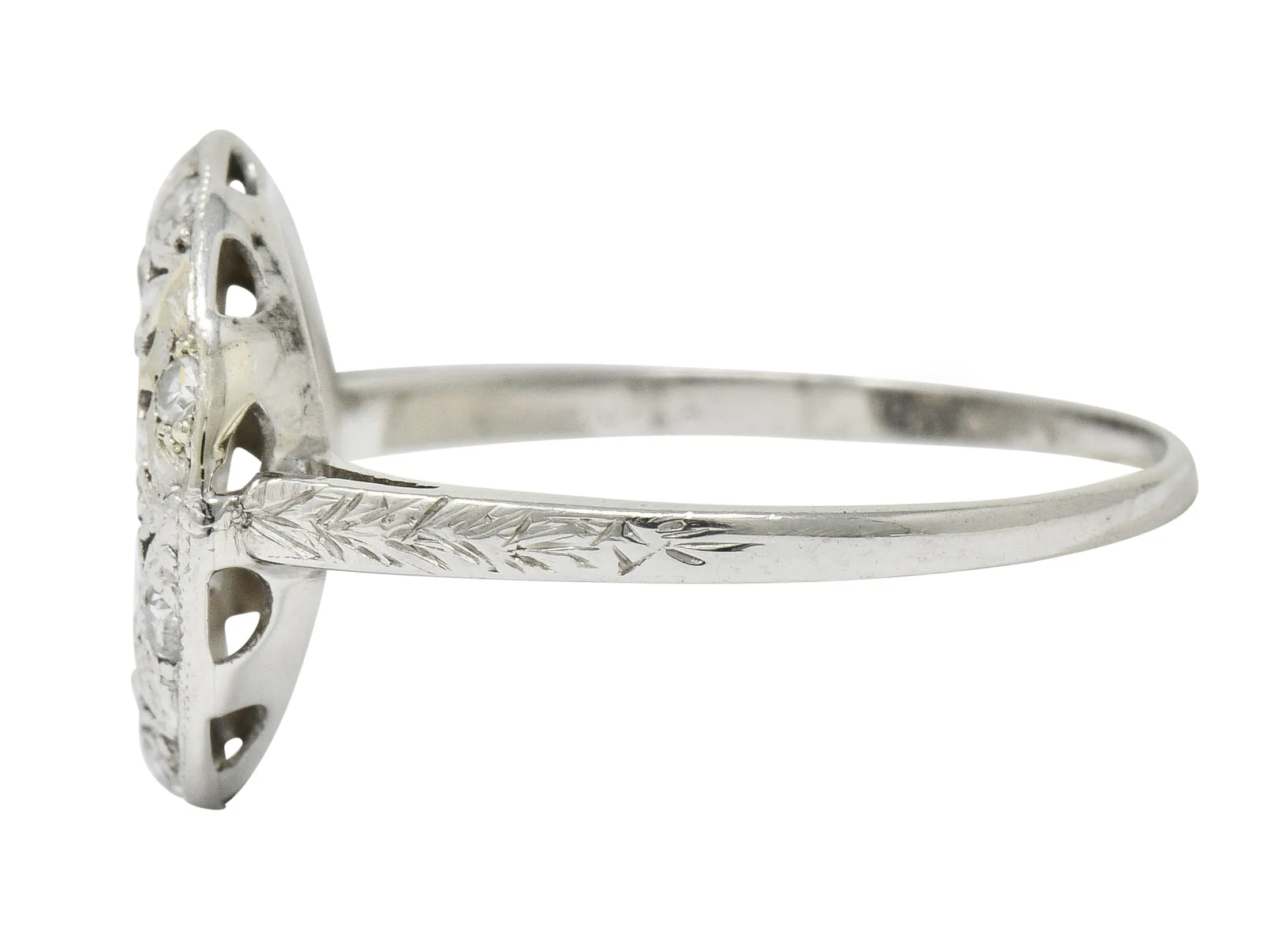 Art Deco 0.45 CTW Diamond Platinum Floral Dinner Ring