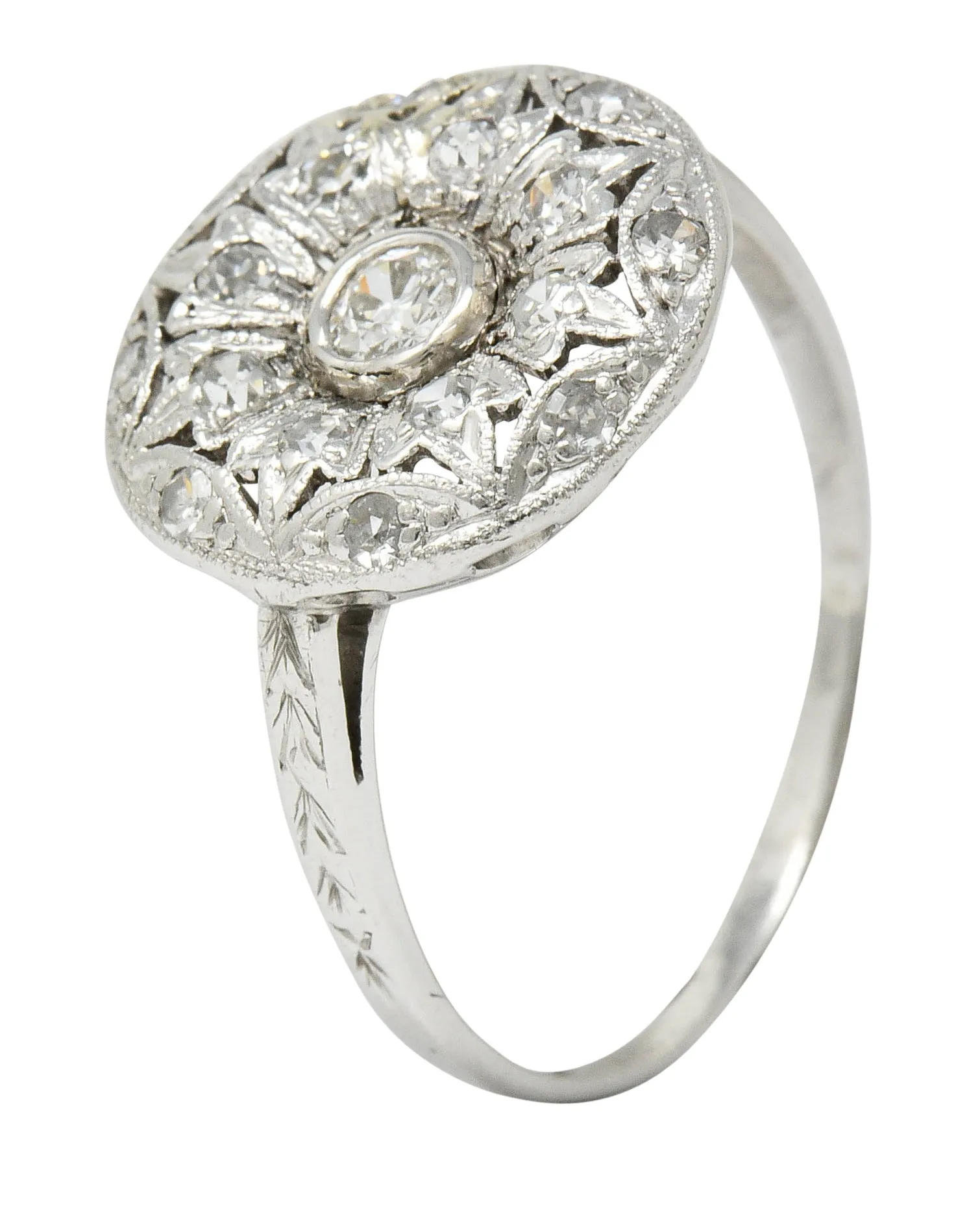 Art Deco 0.45 CTW Diamond Platinum Floral Dinner Ring