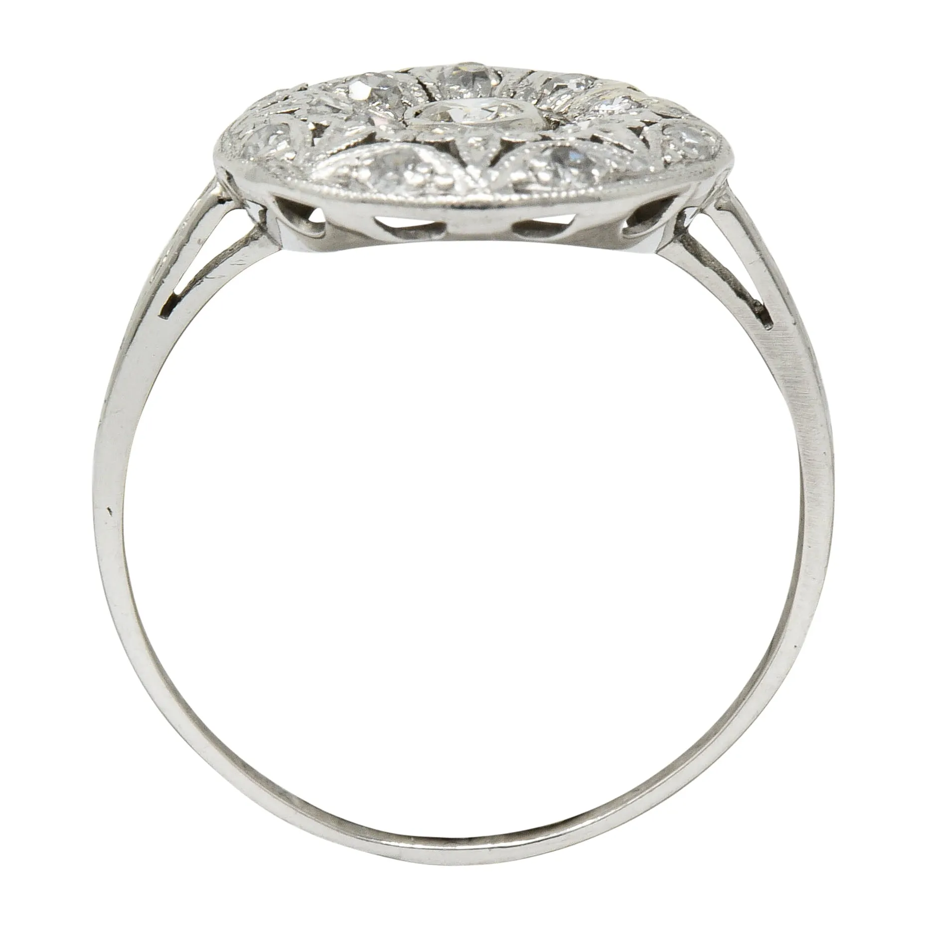 Art Deco 0.45 CTW Diamond Platinum Floral Dinner Ring