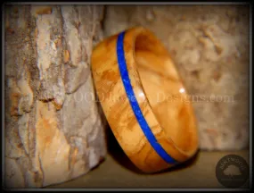 Bentwood Ring - Bethlehem Olive Wood Ring with Offset Blue Lapis Inlay