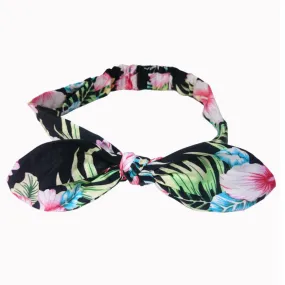 Black Floral Bandana Headscarf