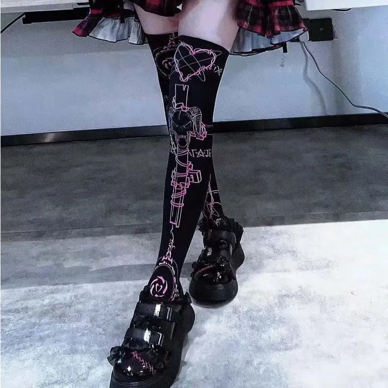 Black Pink Devil Summon Stockings ON829