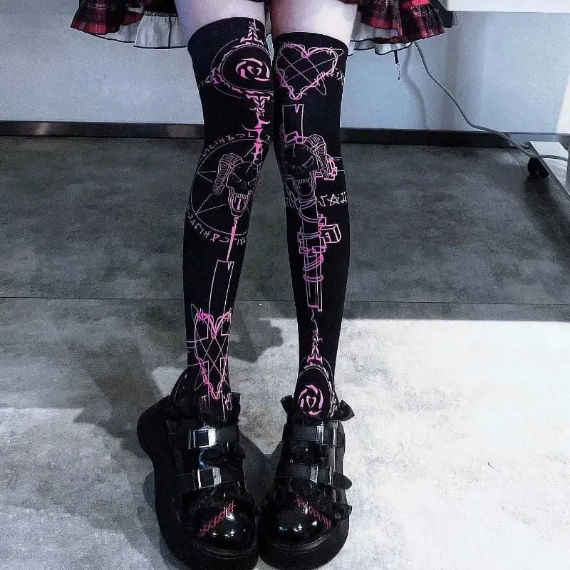 Black Pink Devil Summon Stockings ON829