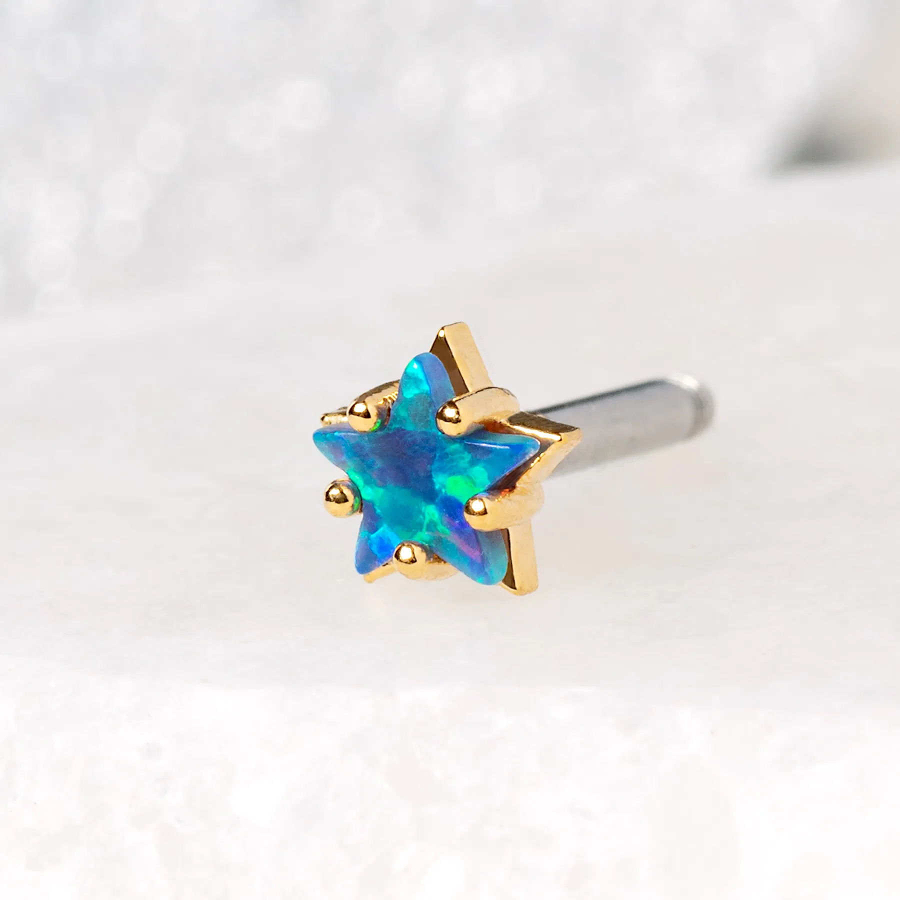 Blue Opal Star Piercing Style Earring