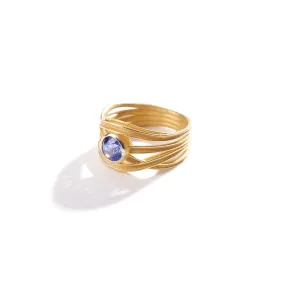 Blue Sapphire Cornflower Ring