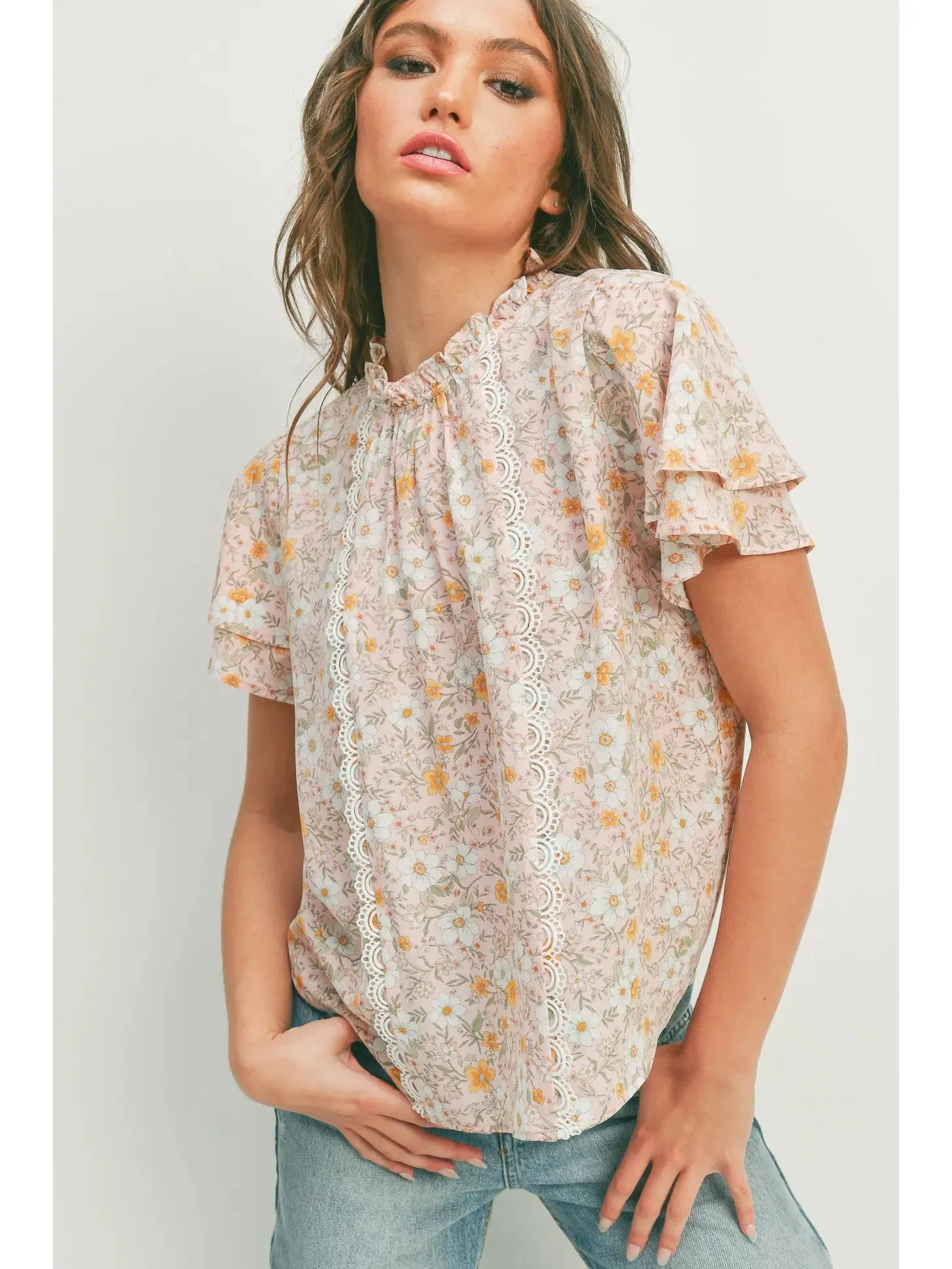 Boho Beauty Floral Trim Top